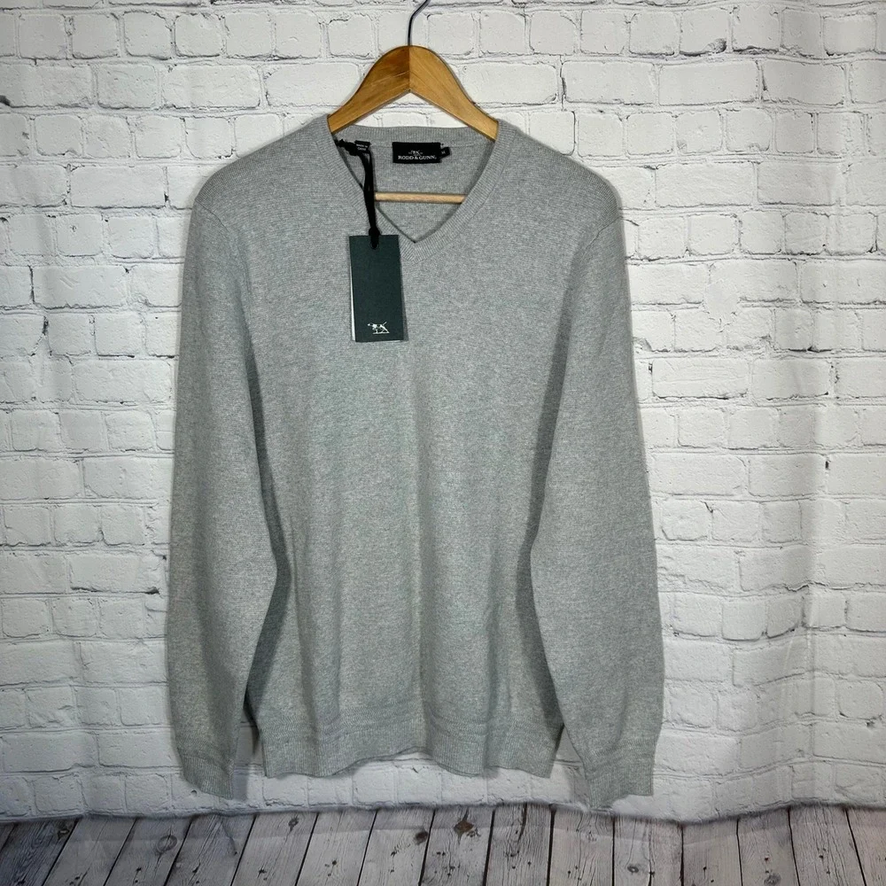 Rodd & Gunn Kelvin Grove Knit Mens‎ V-Neck Supima Cotton Sweater Pebble Grey